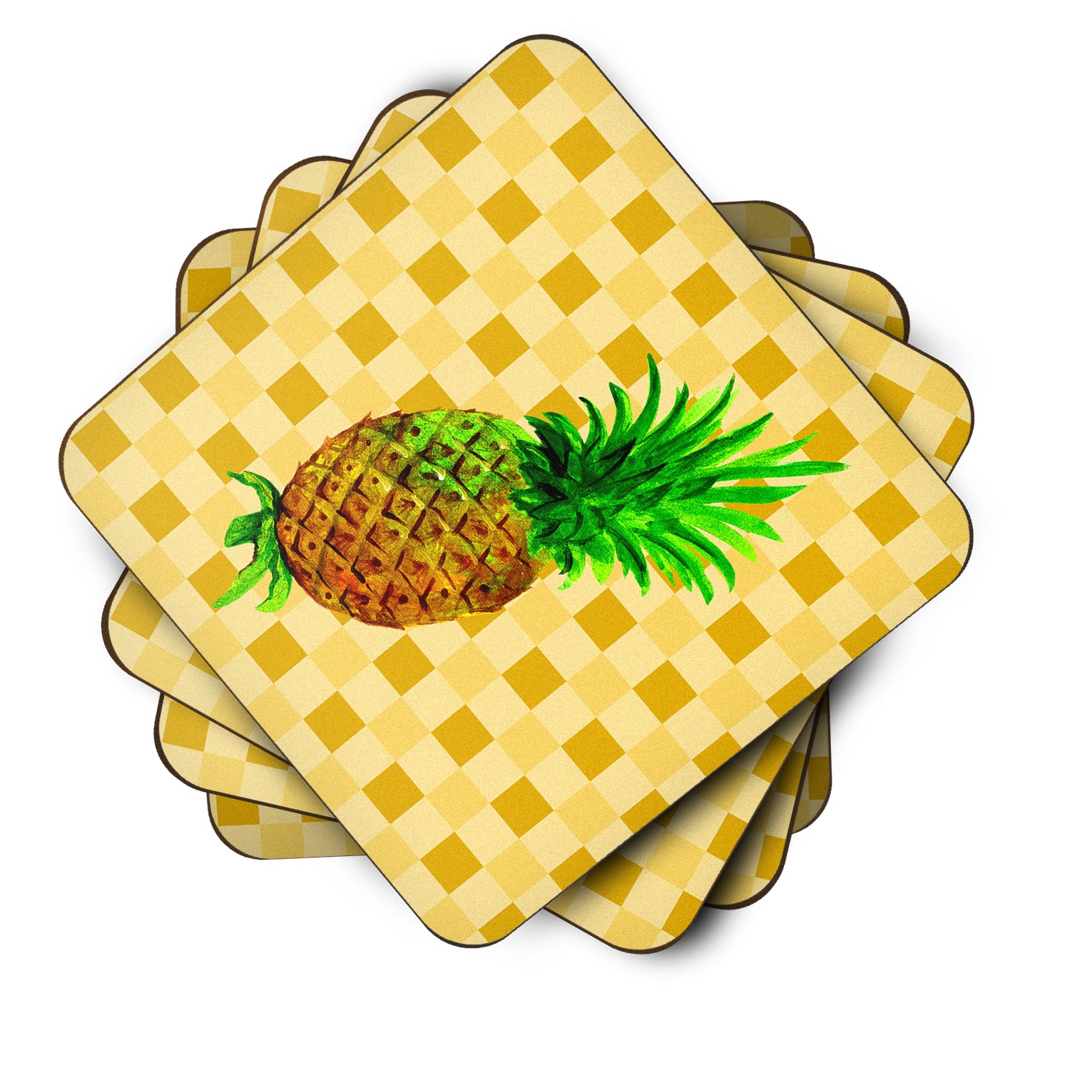 Whole Pineapple on Basketweave Foam Coaster Set of 4 BB7246FC - the-store.com