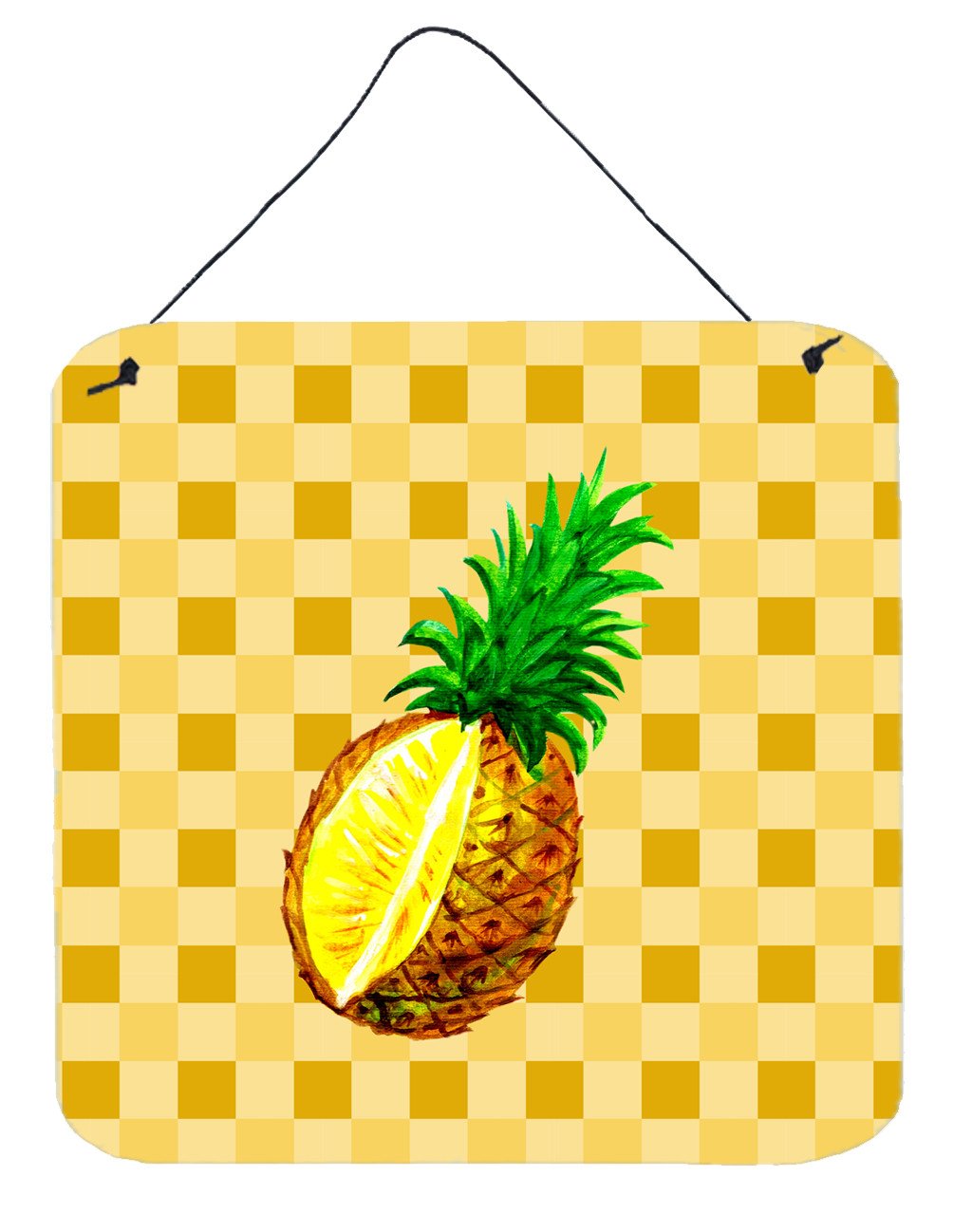 Whole Pineapple Cut on Basketweave Wall or Door Hanging Prints BB7247DS66 by Caroline's Treasures