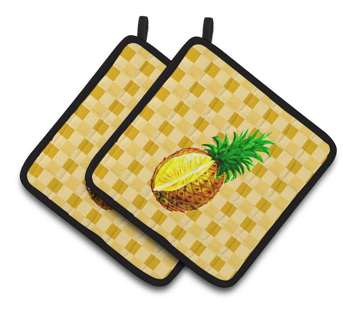 Whole Pineapple Cut on Basketweave Pair of Pot Holders BB7247PTHD by Caroline&#39;s Treasures