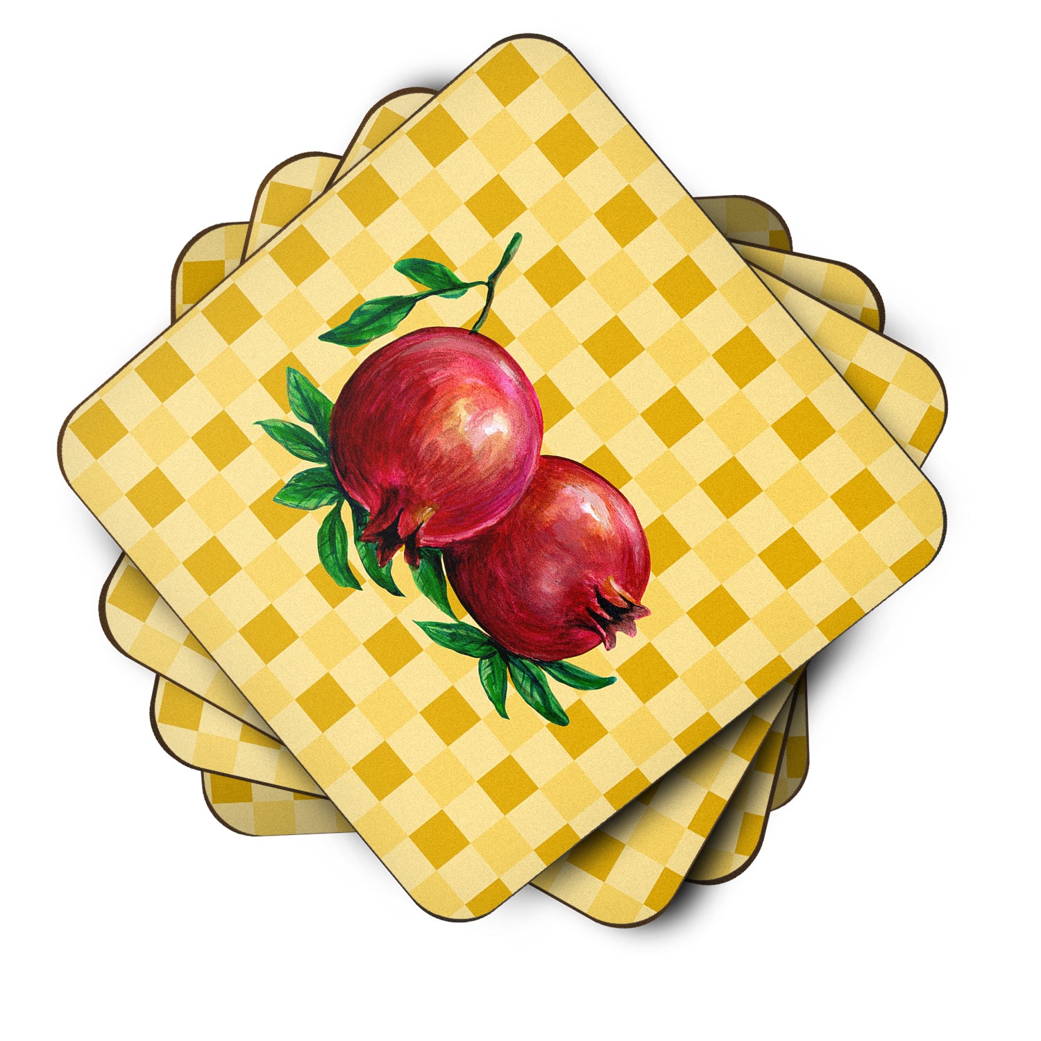 Whole Pomegranates on Basketweave Foam Coaster Set of 4 BB7249FC - the-store.com