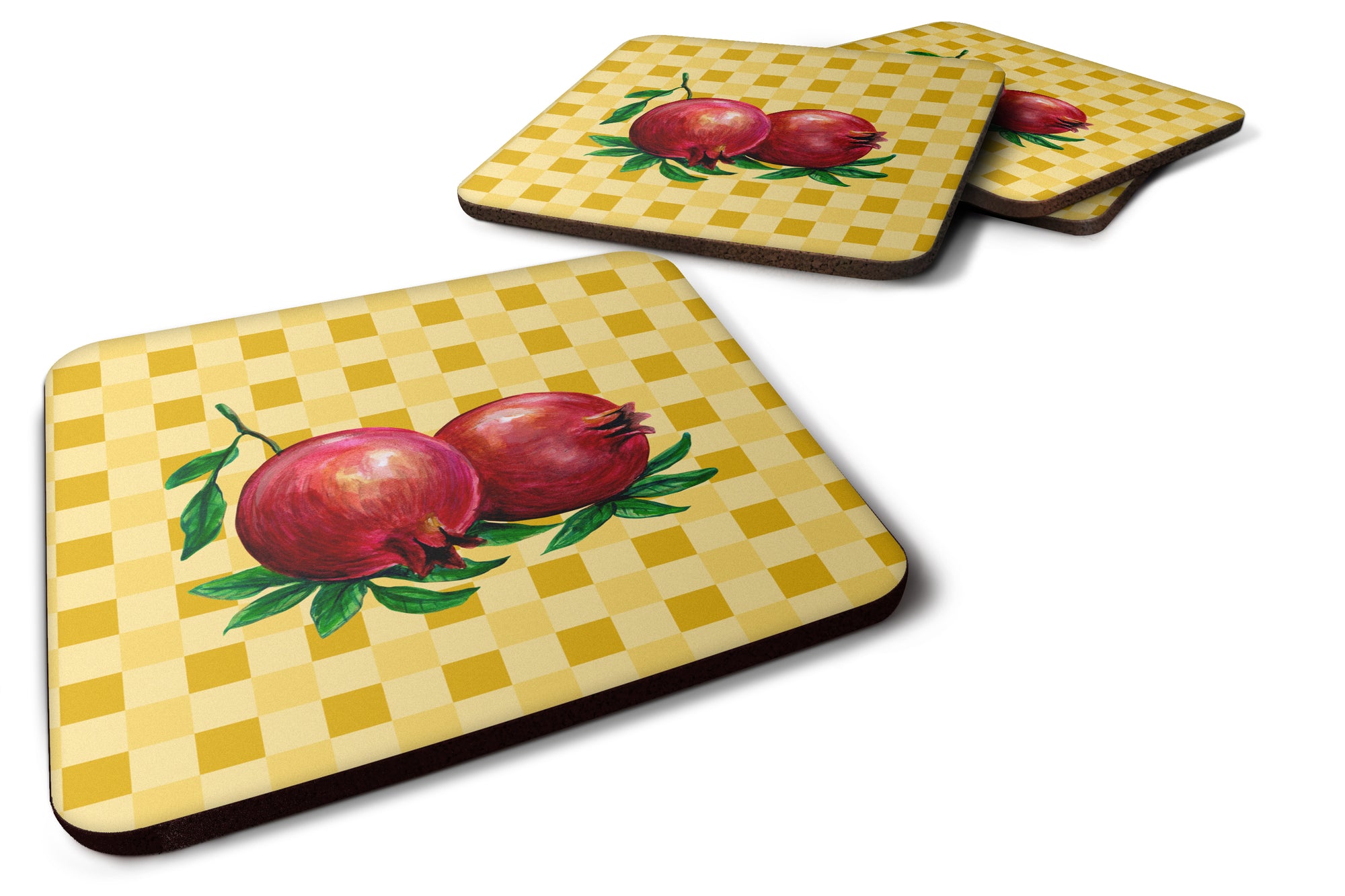 Whole Pomegranates on Basketweave Foam Coaster Set of 4 BB7249FC - the-store.com