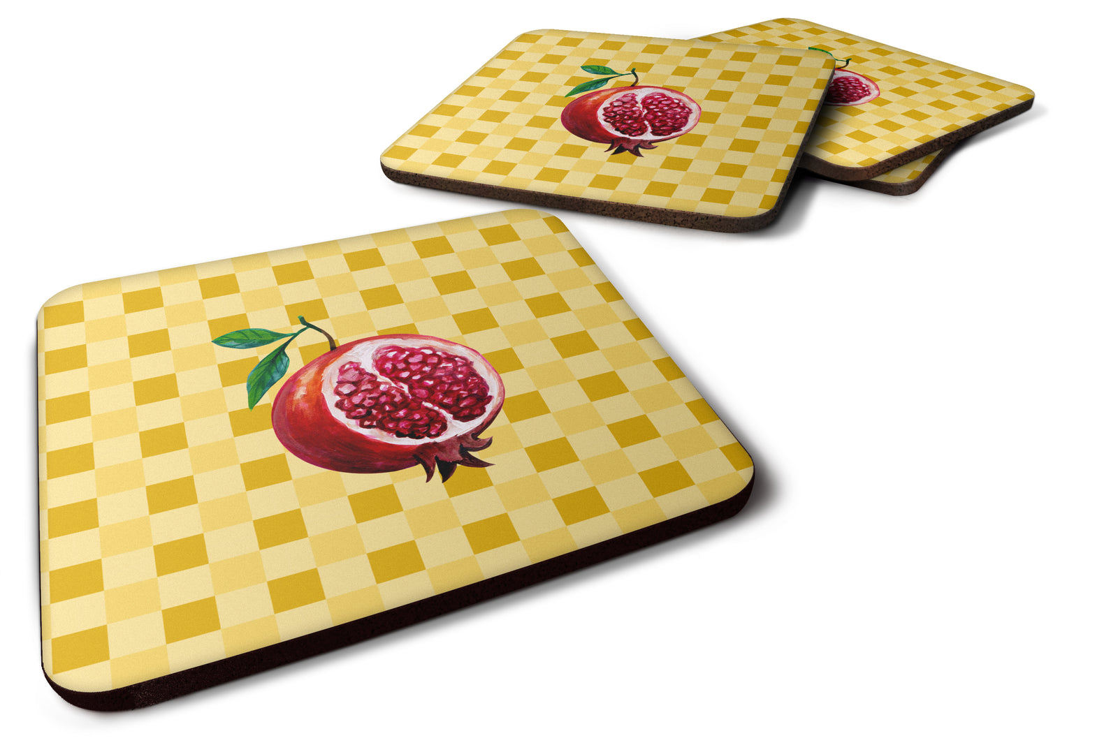 Sliced Pomegranate on Basketweave Foam Coaster Set of 4 BB7250FC - the-store.com