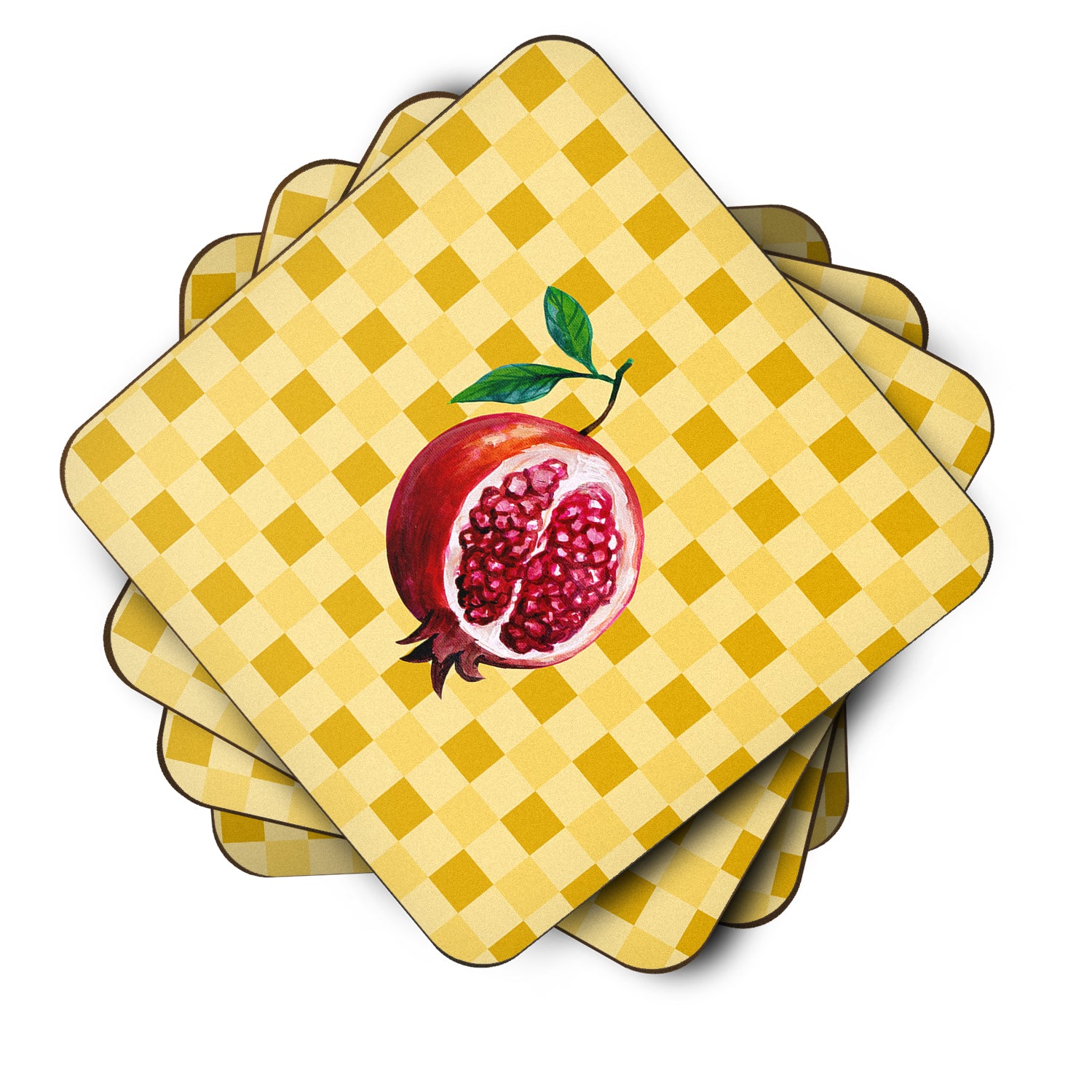 Sliced Pomegranate on Basketweave Foam Coaster Set of 4 BB7250FC - the-store.com