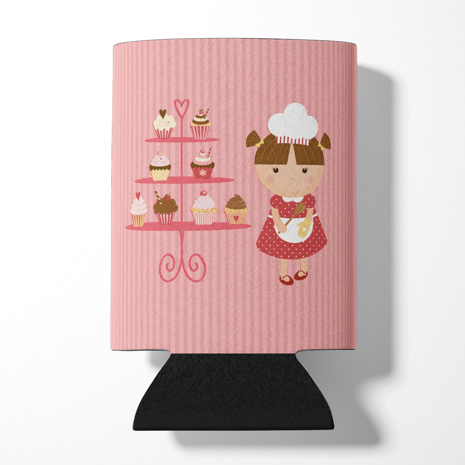 Cupcake Baker Brunette Pink Can or Bottle Hugger BB7254CC  the-store.com.