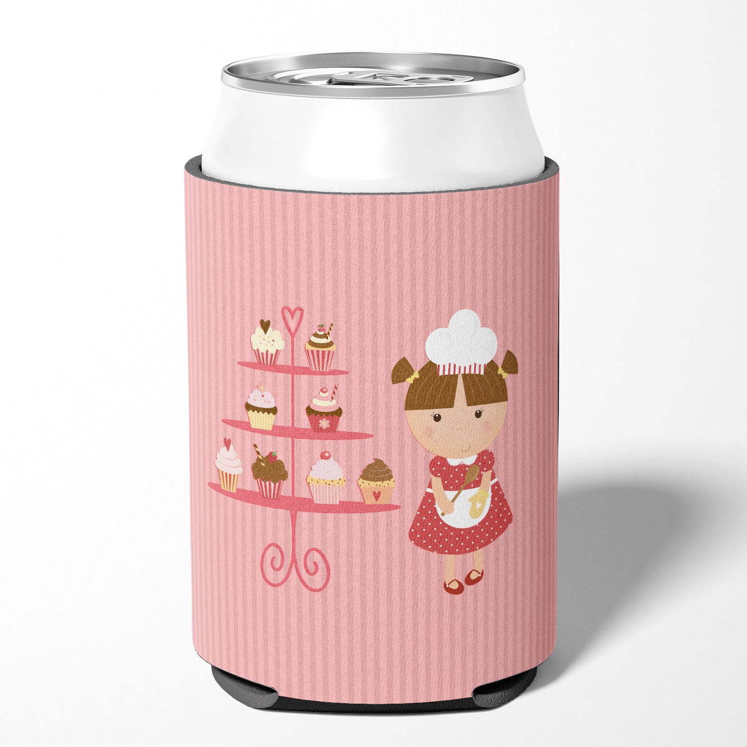 Cupcake Baker Brunette Pink Can or Bottle Hugger BB7254CC  the-store.com.