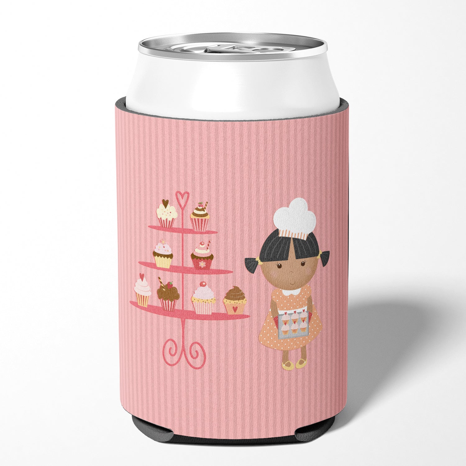 Cupcake Baker African American Pink Can or Bottle Hugger BB7257CC  the-store.com.