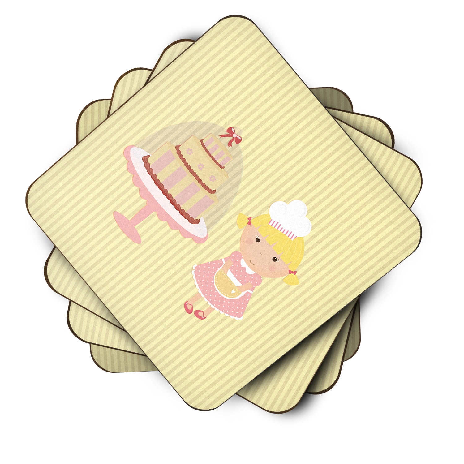 Cake Baker Blonde Yellow Foam Coaster Set of 4 BB7261FC - the-store.com