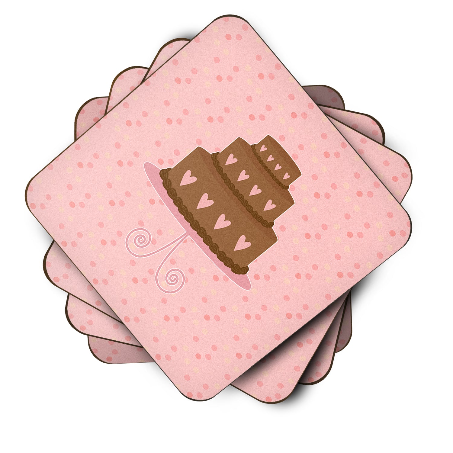 Heart Cake 3 Tier Pink Foam Coaster Set of 4 BB7273FC - the-store.com