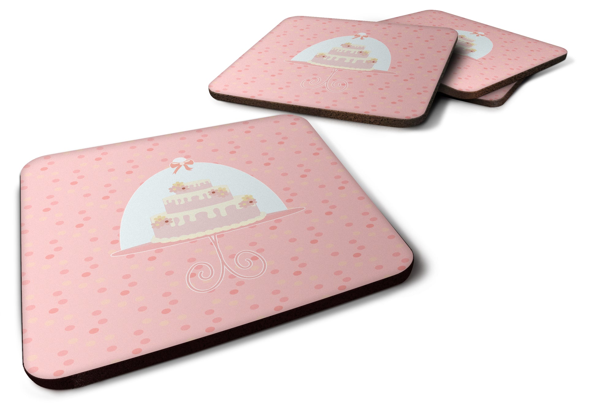 Decorative Cake 3 Tier Pink Foam Coaster Set of 4 BB7276FC - the-store.com