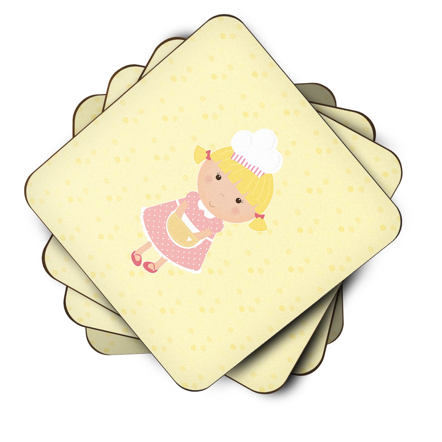 Blonde Baker on Yellow Foam Coaster Set of 4 BB7294FC - the-store.com