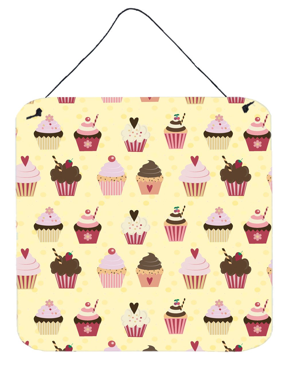 Cupcakes on Yellow Wall or Door Hanging Prints BB7295DS66 by Caroline's Treasures