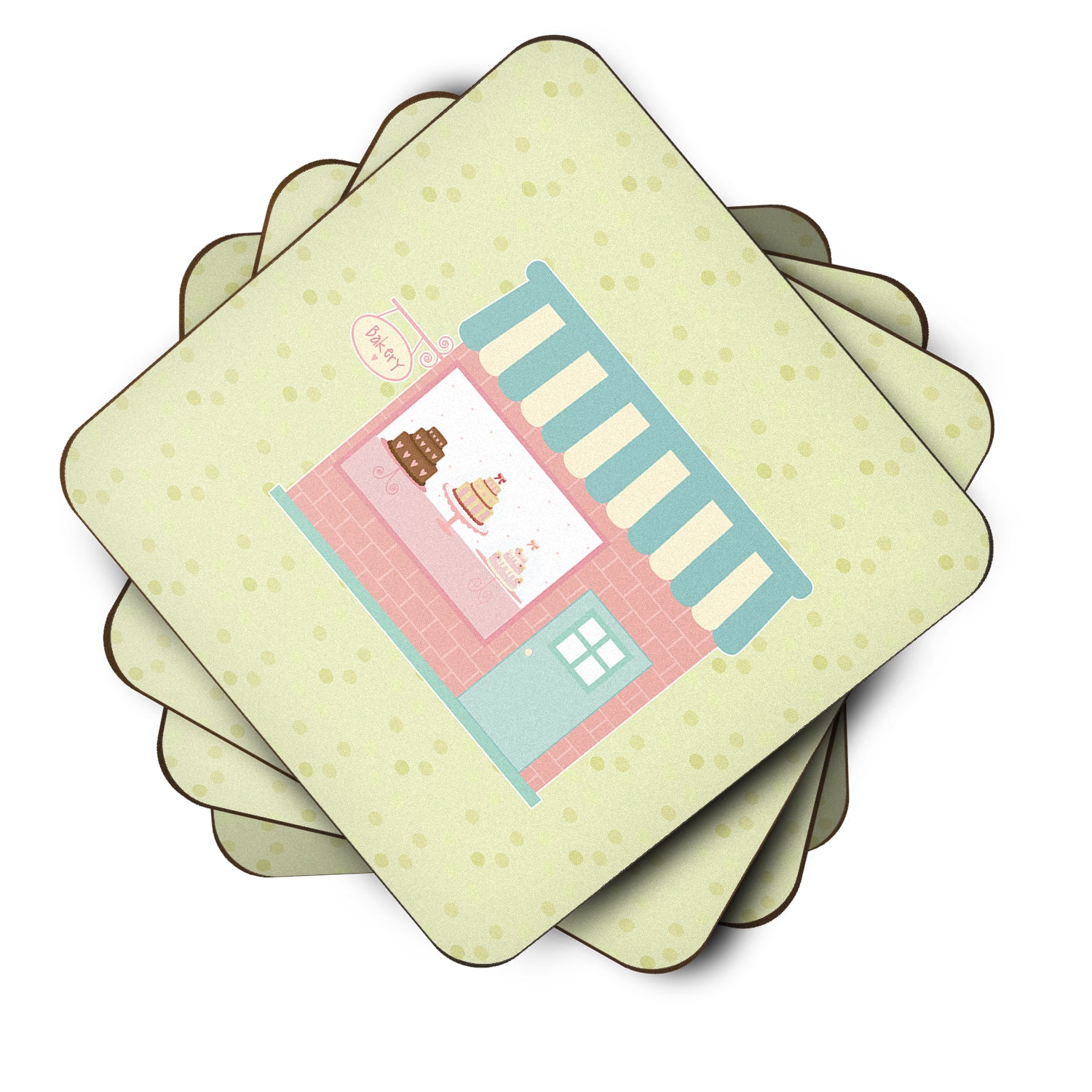 Bake Shoppe on Green Foam Coaster Set of 4 BB7299FC - the-store.com