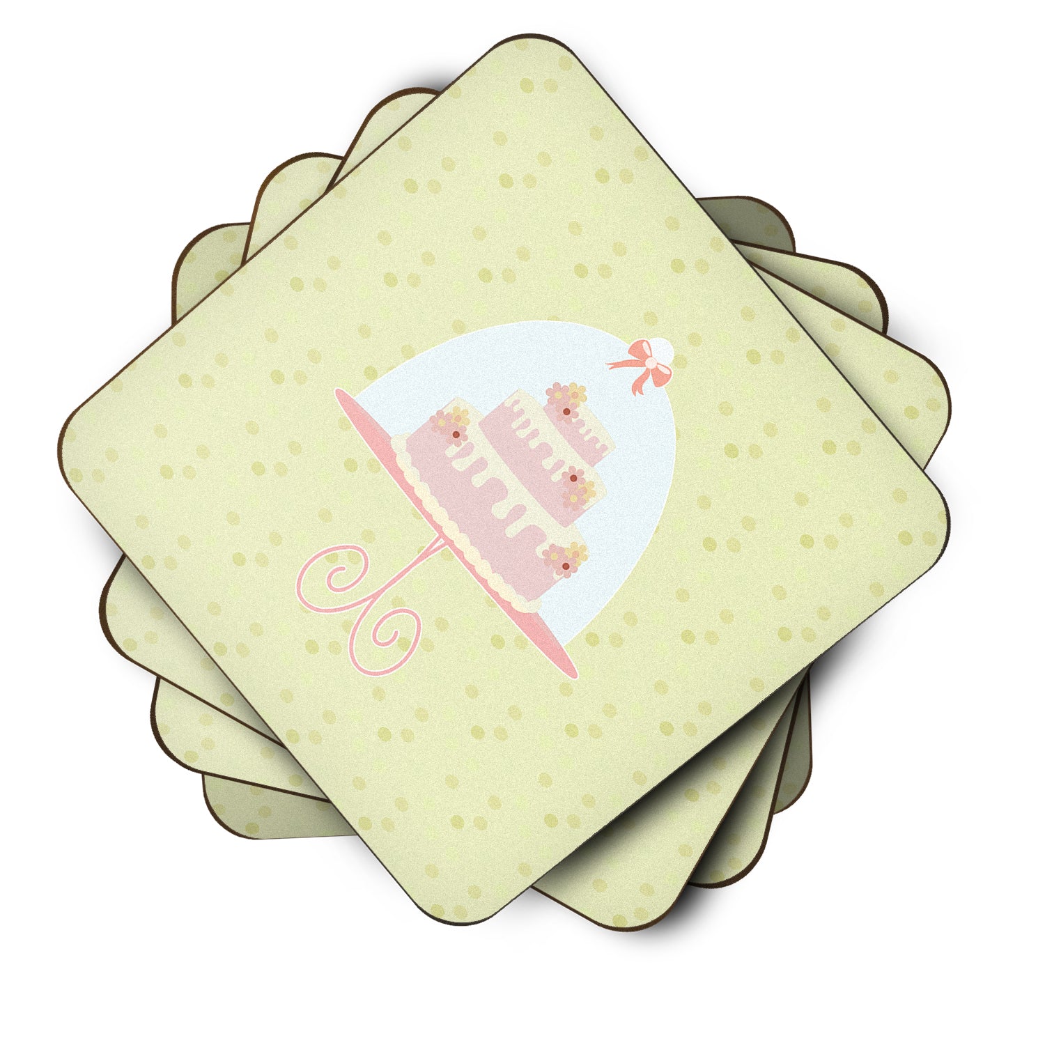 Decorated Cake on Green Foam Coaster Set of 4 BB7306FC - the-store.com