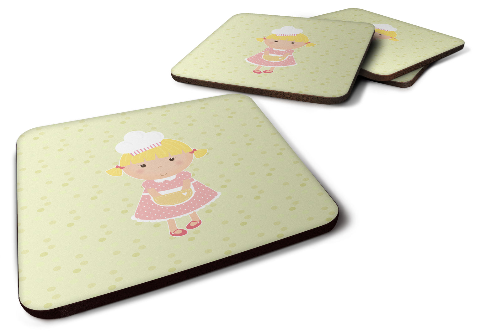 Blonde Baker on Green Foam Coaster Set of 4 BB7309FC - the-store.com