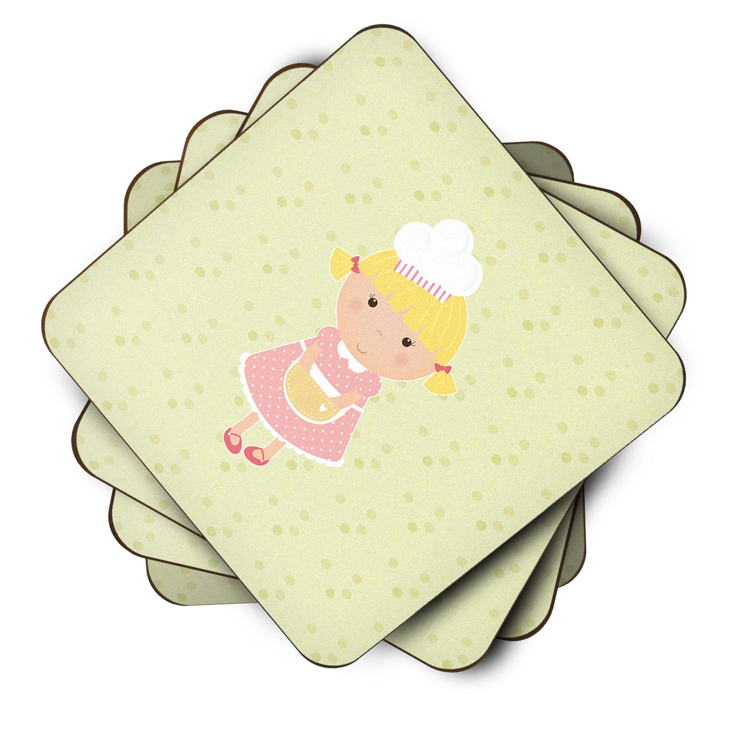 Blonde Baker on Green Foam Coaster Set of 4 BB7309FC - the-store.com