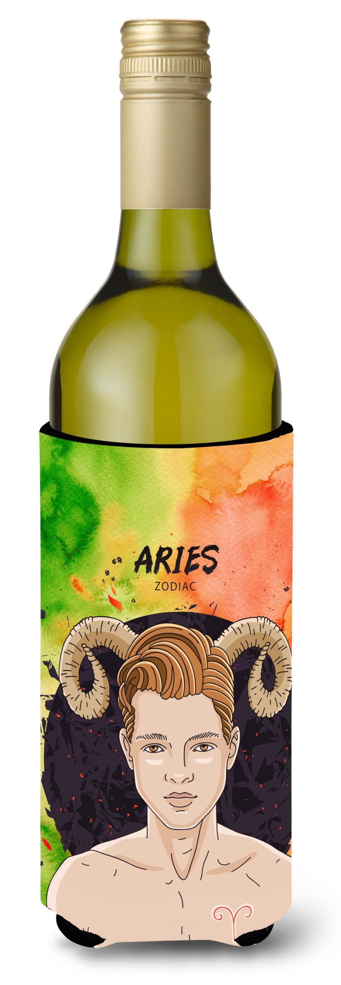 Aries Zodiac Sign Wine Bottle Beverge Insulator Hugger BB7317LITERK by Caroline&#39;s Treasures