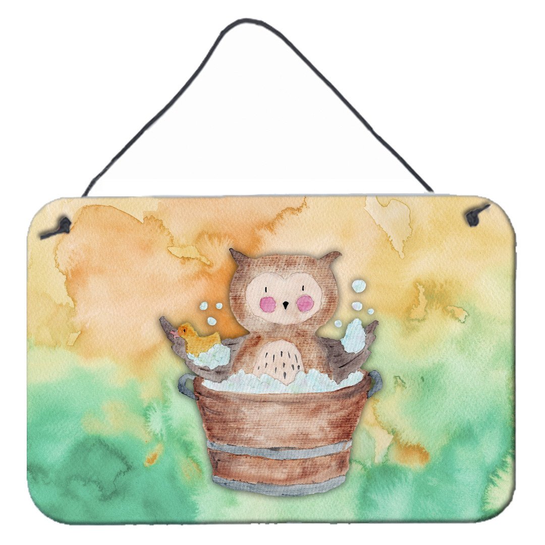 Owl Bathing Watercolor Wall or Door Hanging Prints BB7342DS812 by Caroline's Treasures