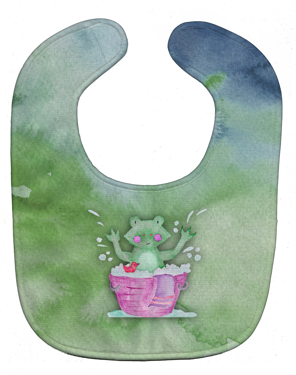 Frog Bathing Watercolor Baby Bib BB7343BIB - the-store.com