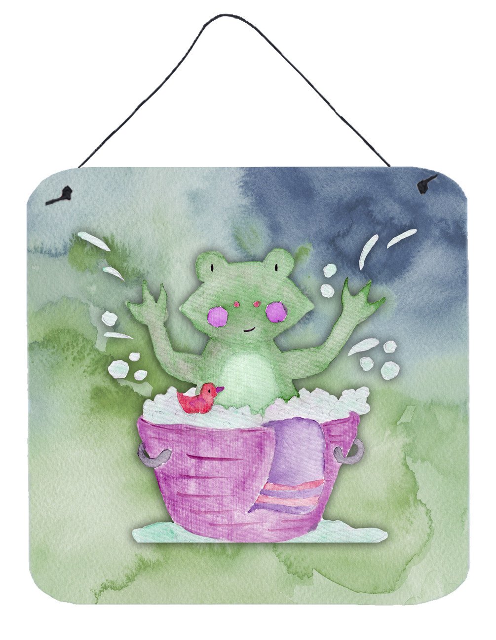 Frog Bathing Watercolor Wall or Door Hanging Prints BB7343DS66 by Caroline&#39;s Treasures