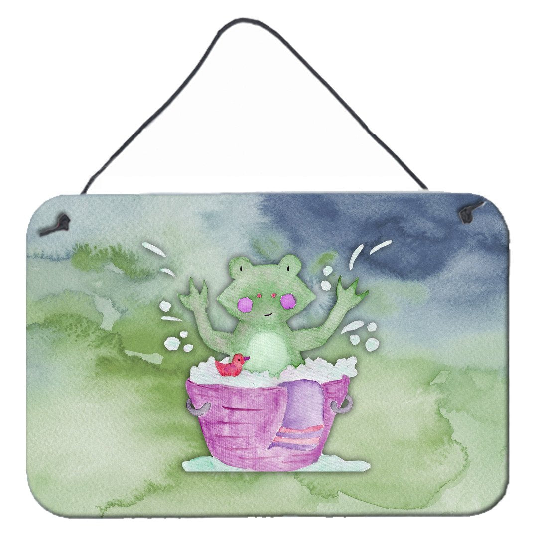 Frog Bathing Watercolor Wall or Door Hanging Prints BB7343DS812 by Caroline's Treasures