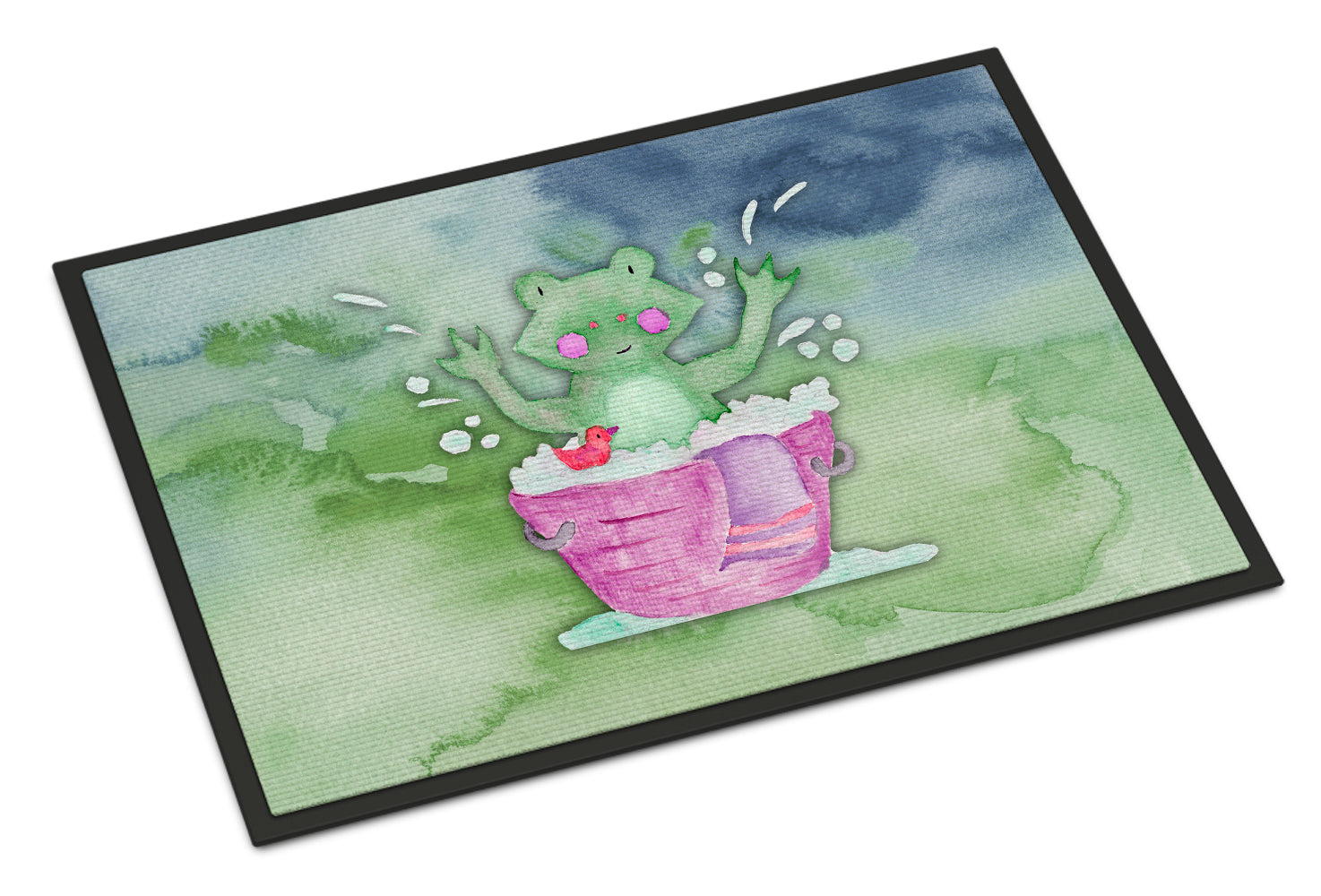 Frog Bathing Watercolor Indoor or Outdoor Mat 18x27 BB7343MAT - the-store.com