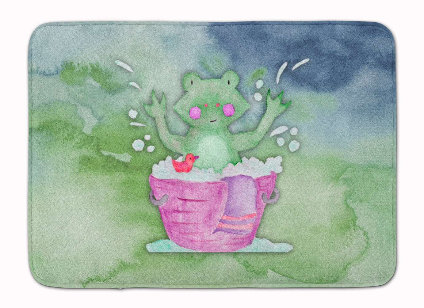 Frog Bathing Watercolor Machine Washable Memory Foam Mat BB7343RUG - the-store.com