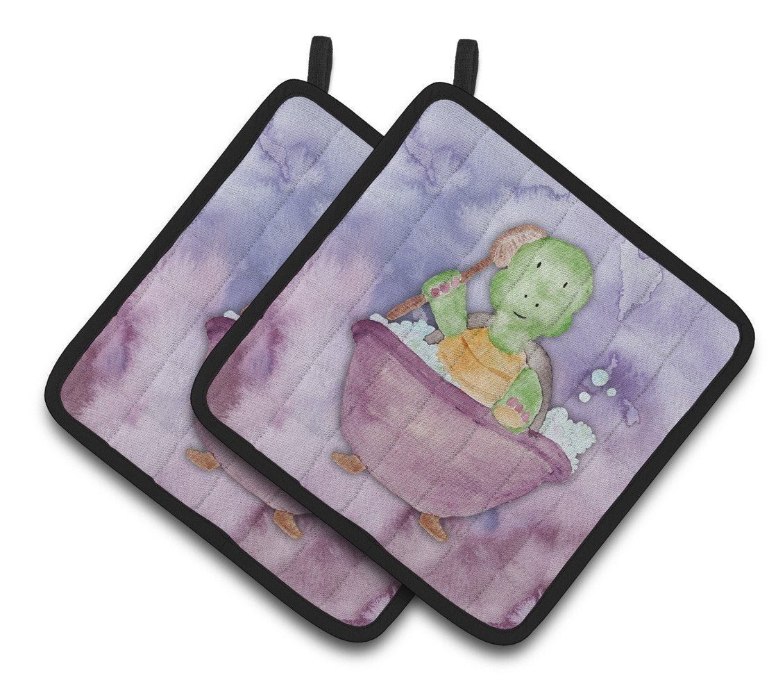 Turtle Bathing Watercolor Pair of Pot Holders BB7344PTHD by Caroline's Treasures