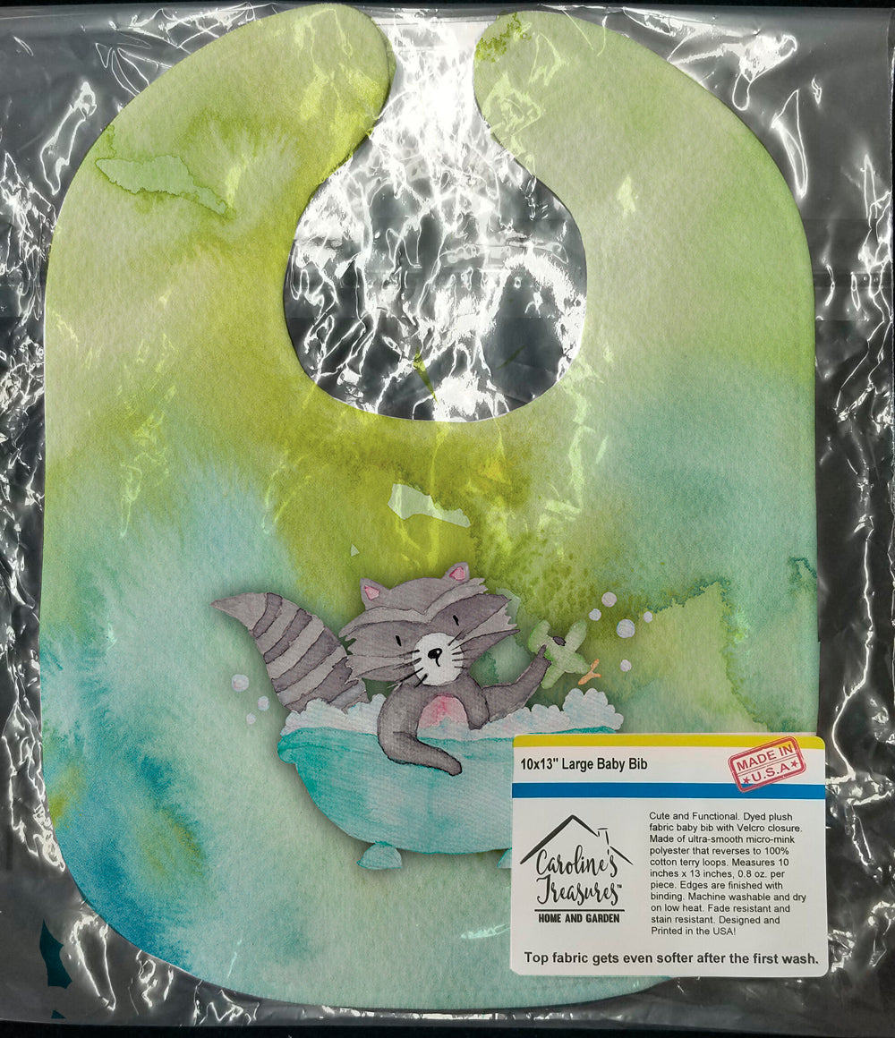 Raccoon Bathing Watercolor Baby Bib BB7345BIB - the-store.com