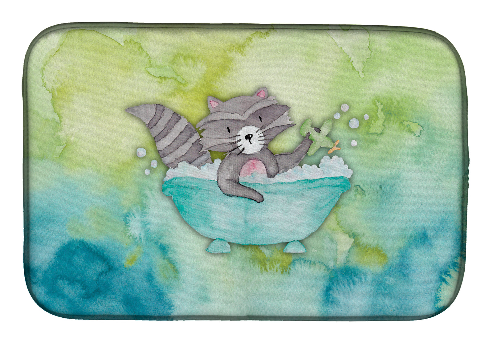 Raccoon Bathing Watercolor Dish Drying Mat BB7345DDM  the-store.com.