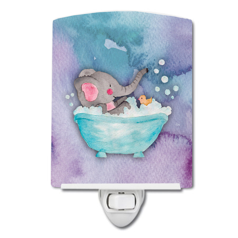 Elephant Bathing Watercolor Ceramic Night Light BB7346CNL - the-store.com