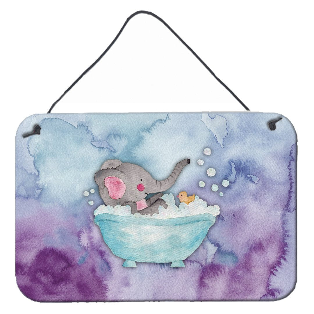 Elephant Bathing Watercolor Wall or Door Hanging Prints BB7346DS812 by Caroline's Treasures