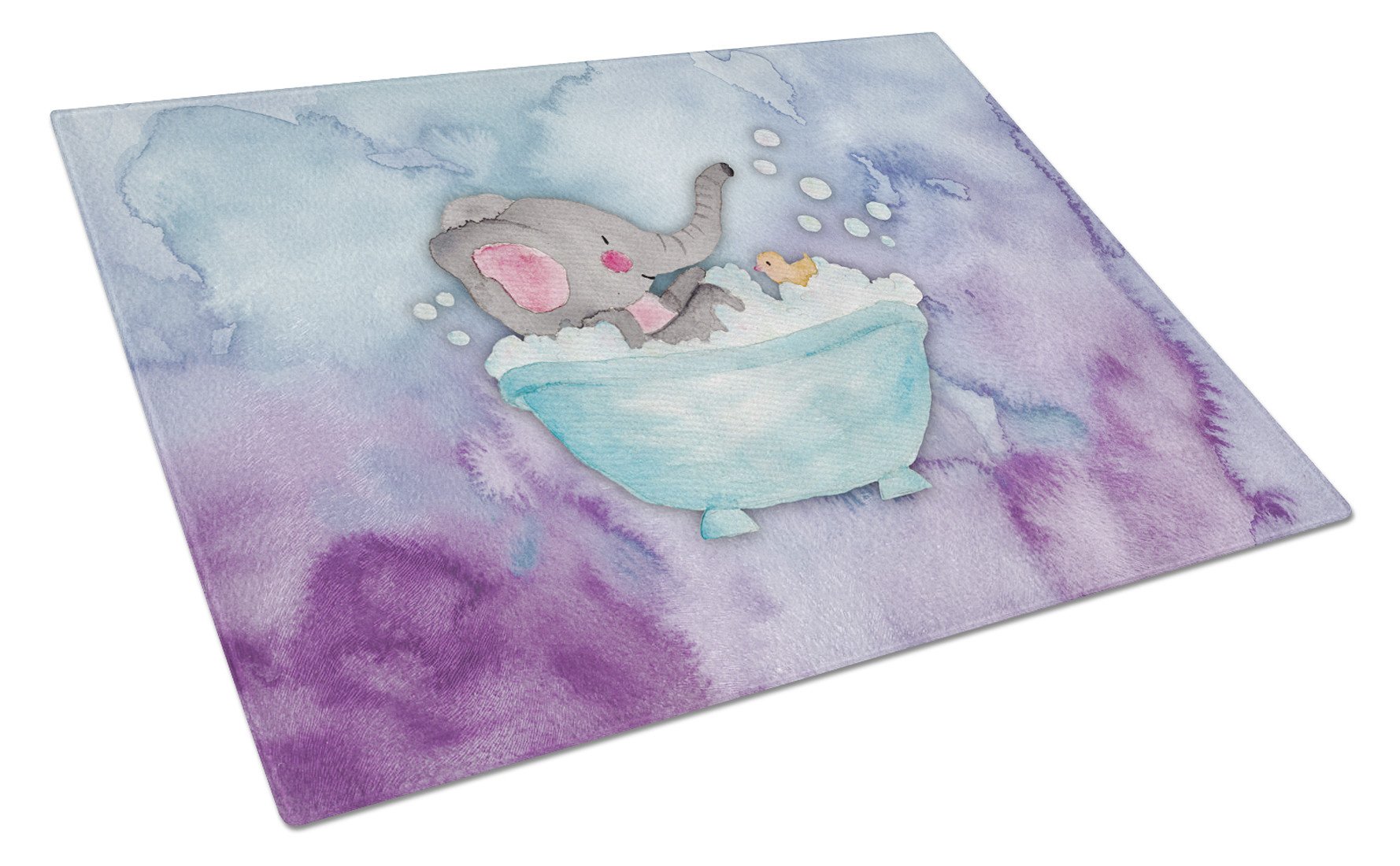 Elephant Bathing Watercolor Glass Cutting Board Large BB7346LCB by Caroline's Treasures