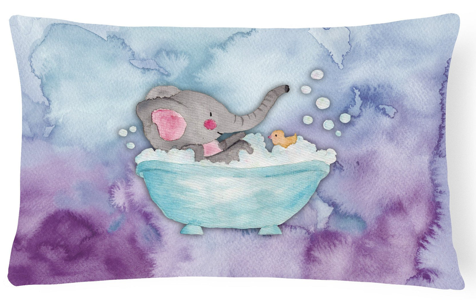 Elephant Bathing Watercolor Canvas Fabric Decorative Pillow BB7346PW1216 by Caroline's Treasures