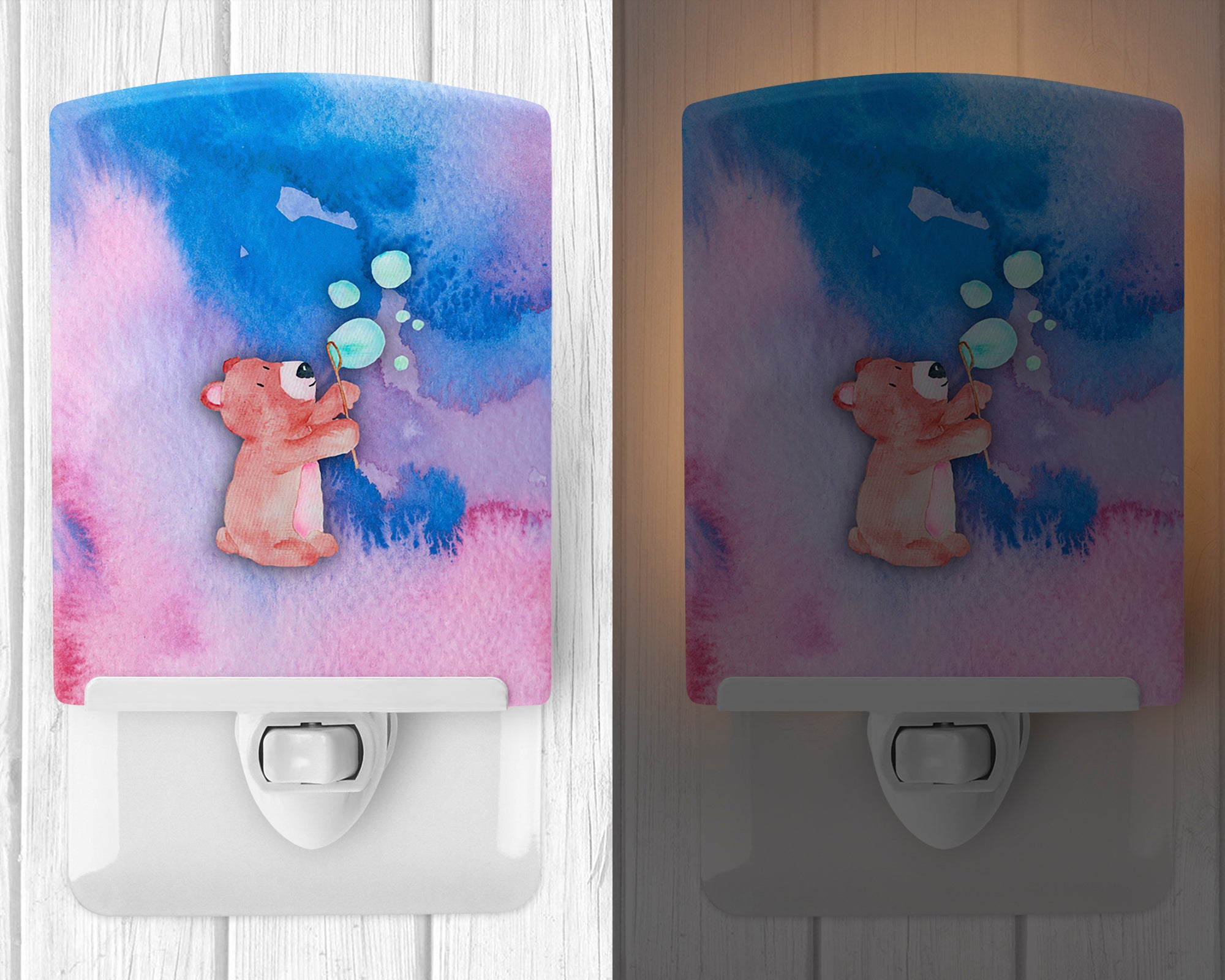 Bear and Bubbles Watercolor Ceramic Night Light BB7347CNL - the-store.com