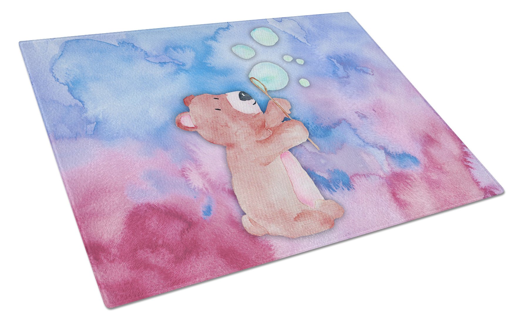 Bear and Bubbles Watercolor Glass Cutting Board Large BB7347LCB by Caroline's Treasures