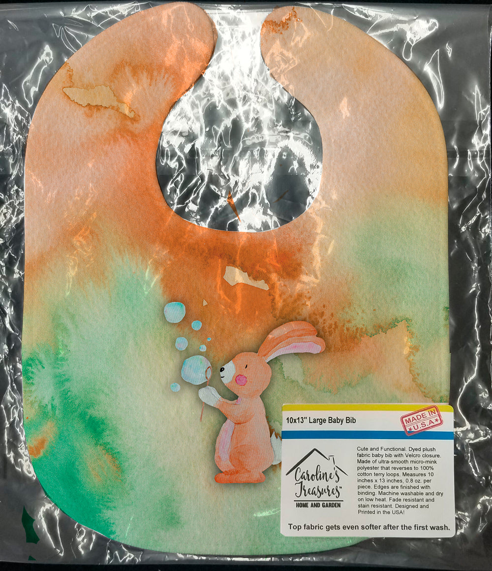 Rabbit and Bubbles Watercolor Baby Bib BB7349BIB - the-store.com