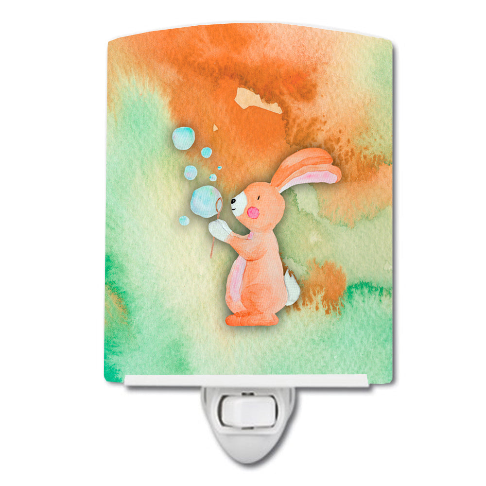 Rabbit and Bubbles Watercolor Ceramic Night Light BB7349CNL - the-store.com