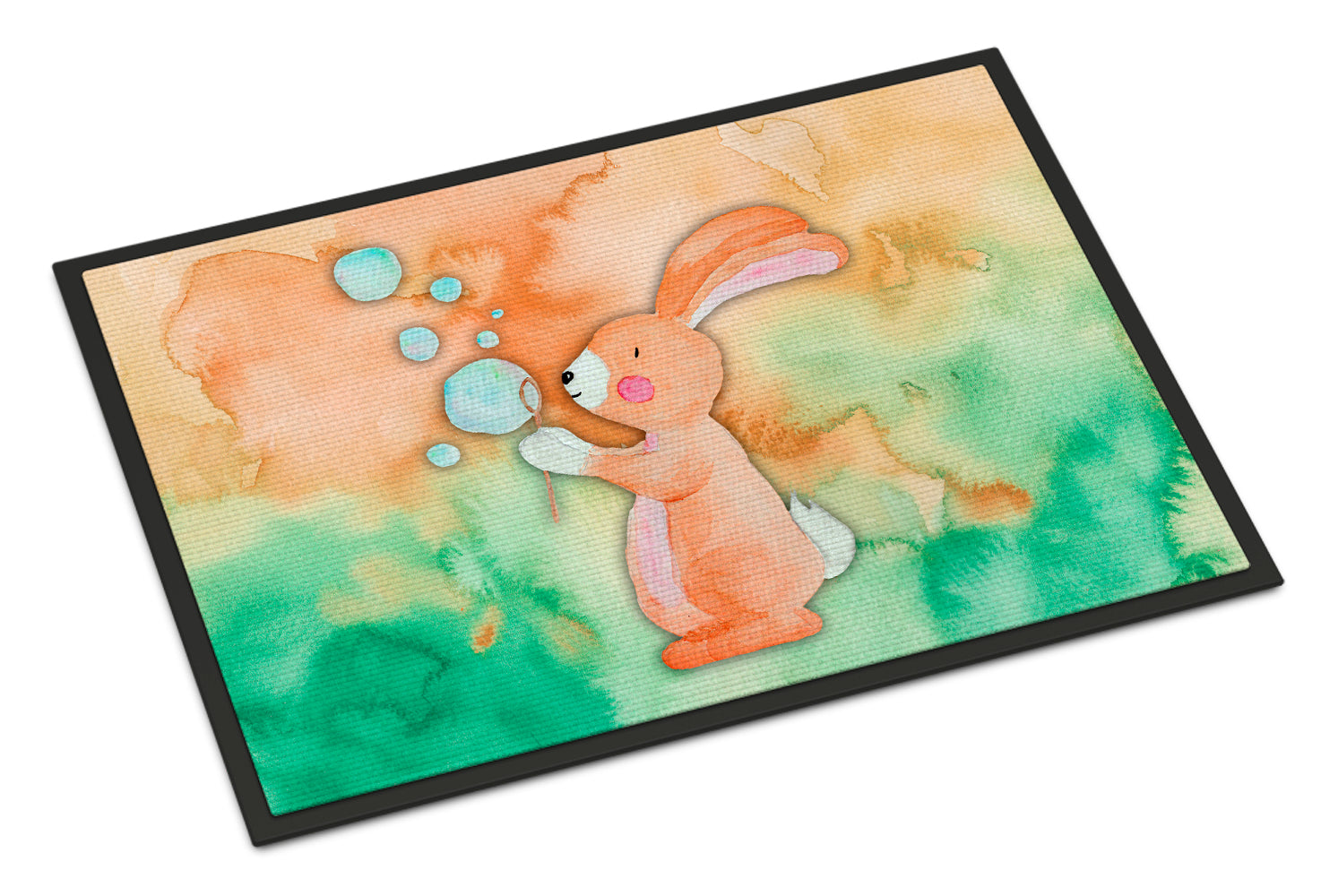 Rabbit and Bubbles Watercolor Indoor or Outdoor Mat 18x27 BB7349MAT - the-store.com