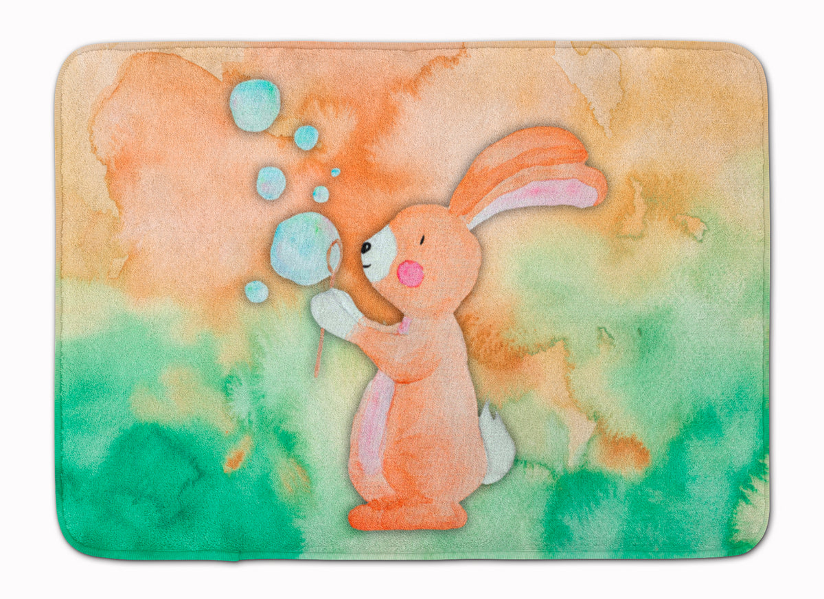 Rabbit and Bubbles Watercolor Machine Washable Memory Foam Mat BB7349RUG - the-store.com