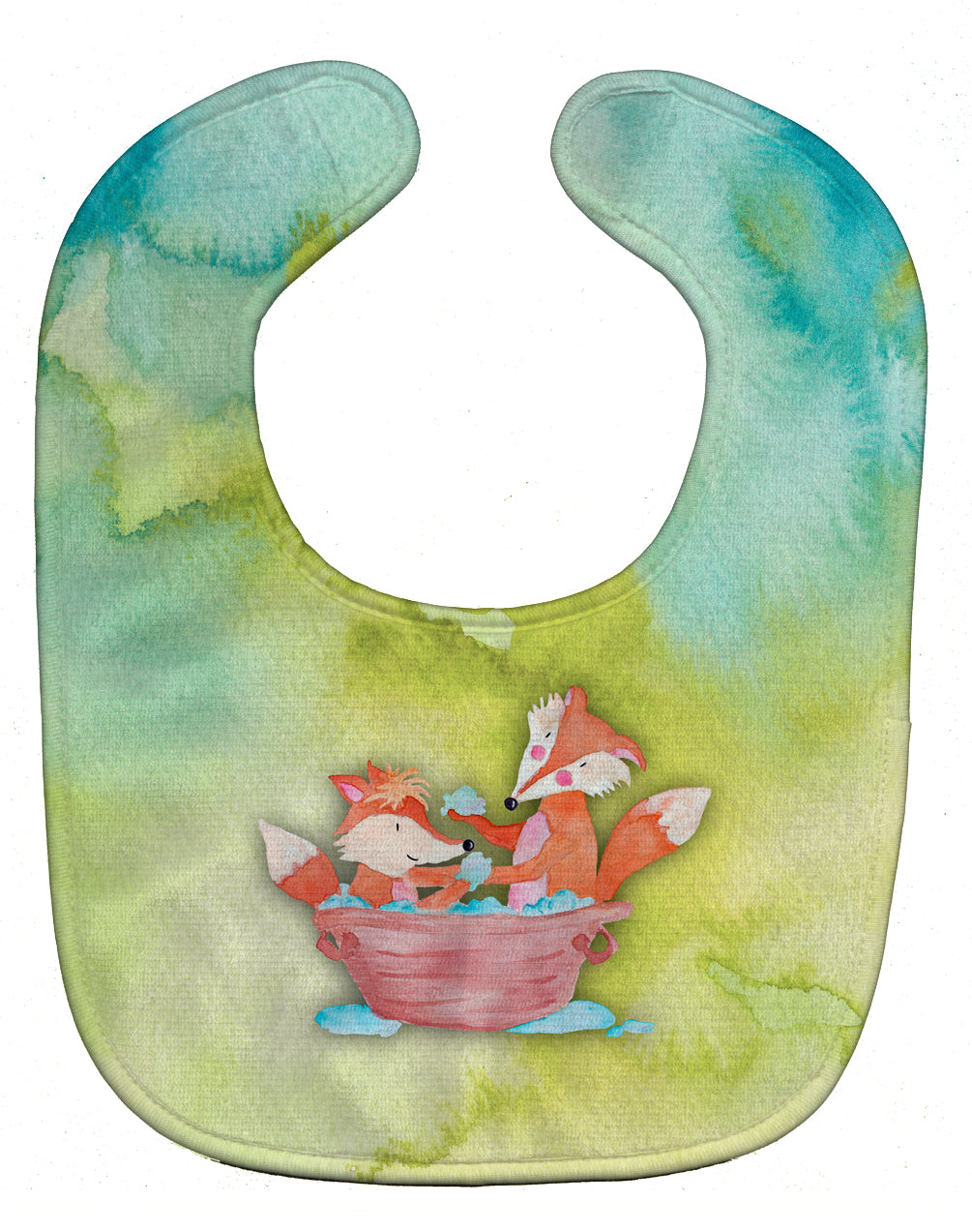 Foxes Bathing Watercolor Baby Bib BB7350BIB - the-store.com