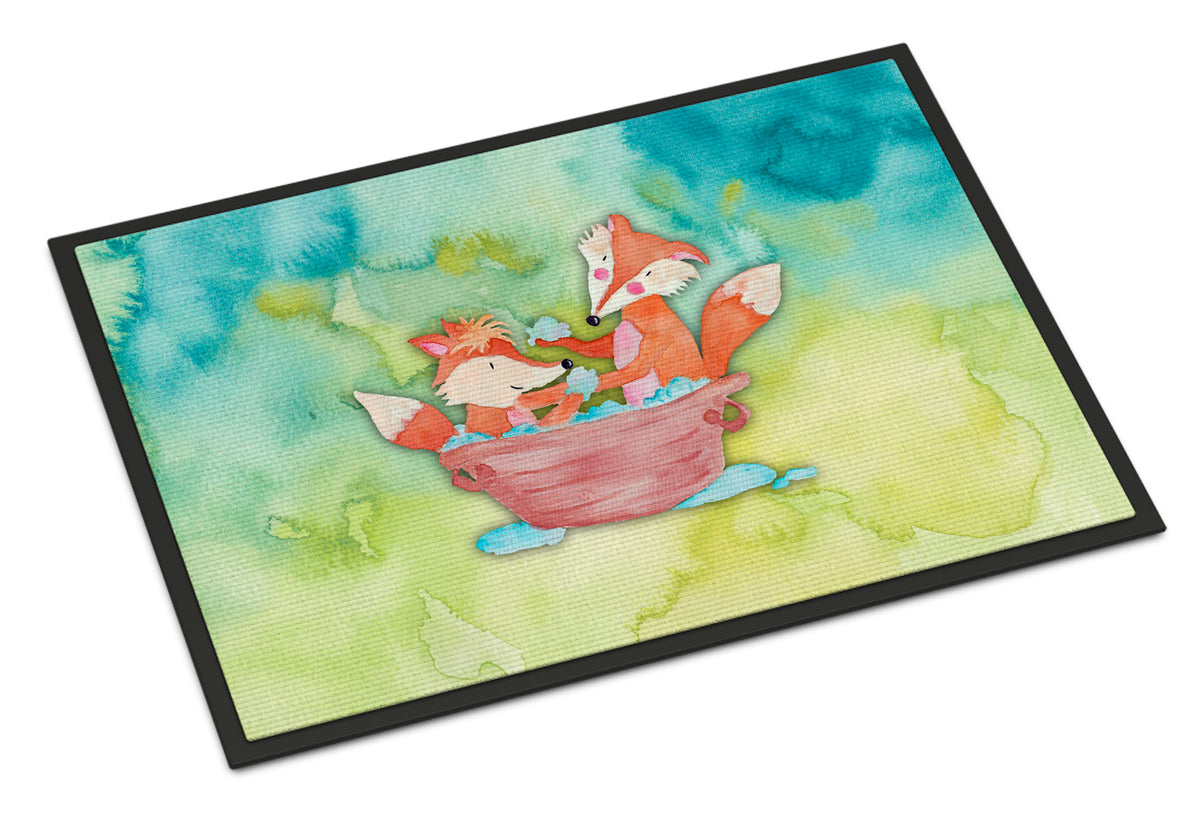 Foxes Bathing Watercolor Indoor or Outdoor Mat 18x27 BB7350MAT - the-store.com