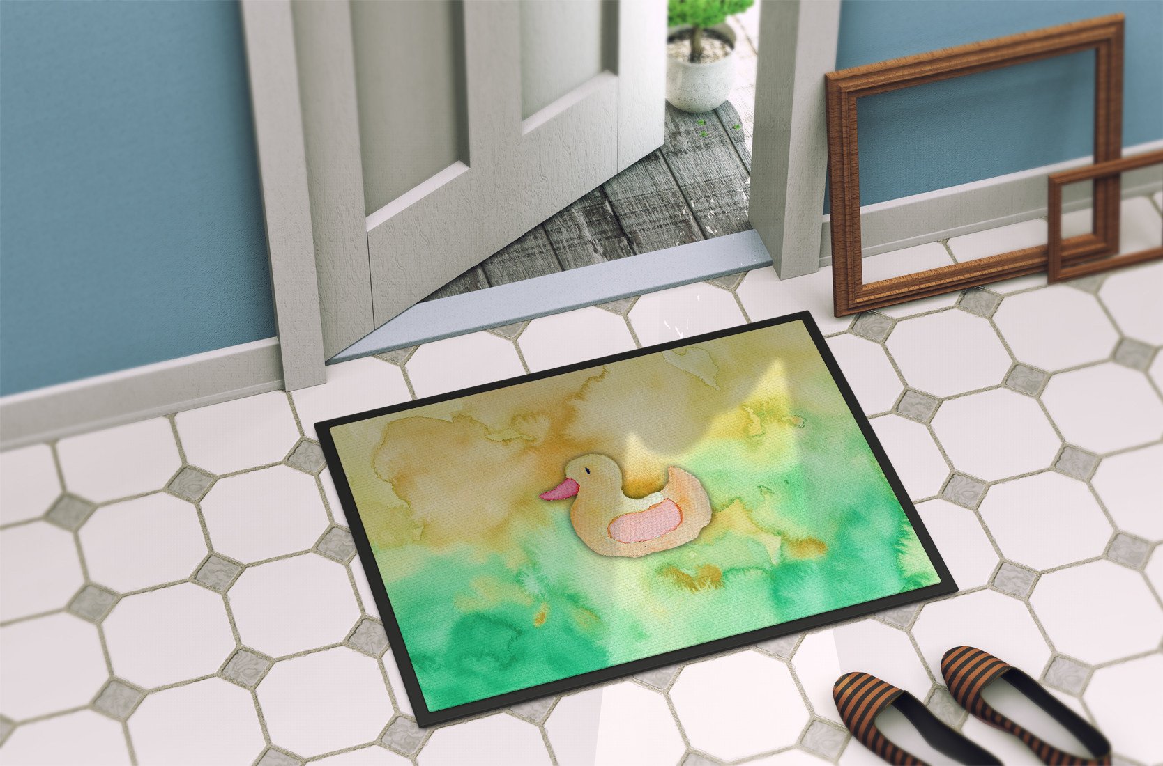 Rubber Duckie Watercolor Indoor or Outdoor Mat 24x36 BB7351JMAT by Caroline's Treasures