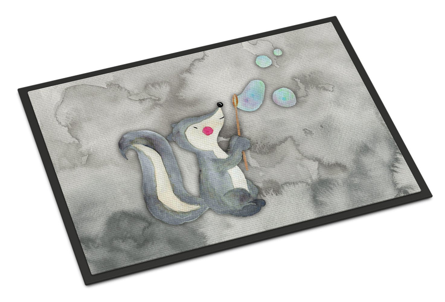 Skunk and Bubbles Watercolor Indoor or Outdoor Mat 24x36 BB7352JMAT by Caroline's Treasures