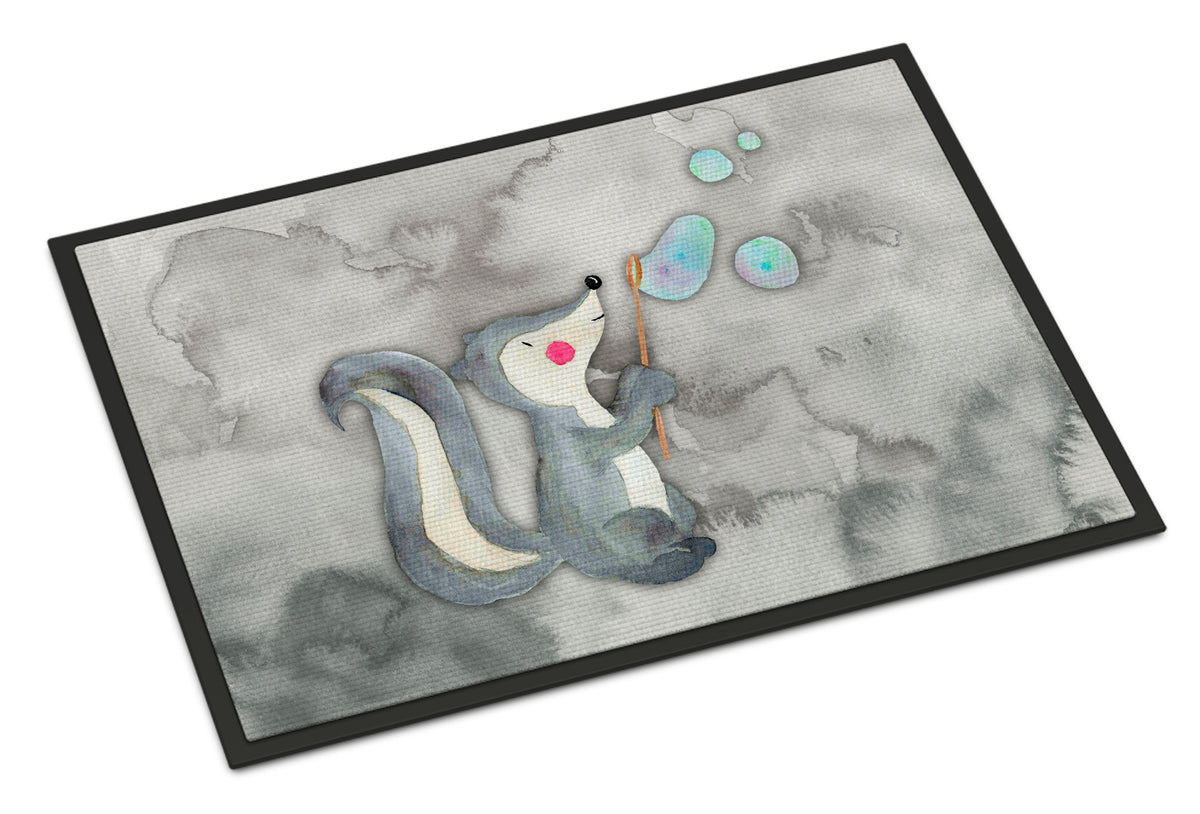 Skunk and Bubbles Watercolor Indoor or Outdoor Mat 18x27 BB7352MAT - the-store.com