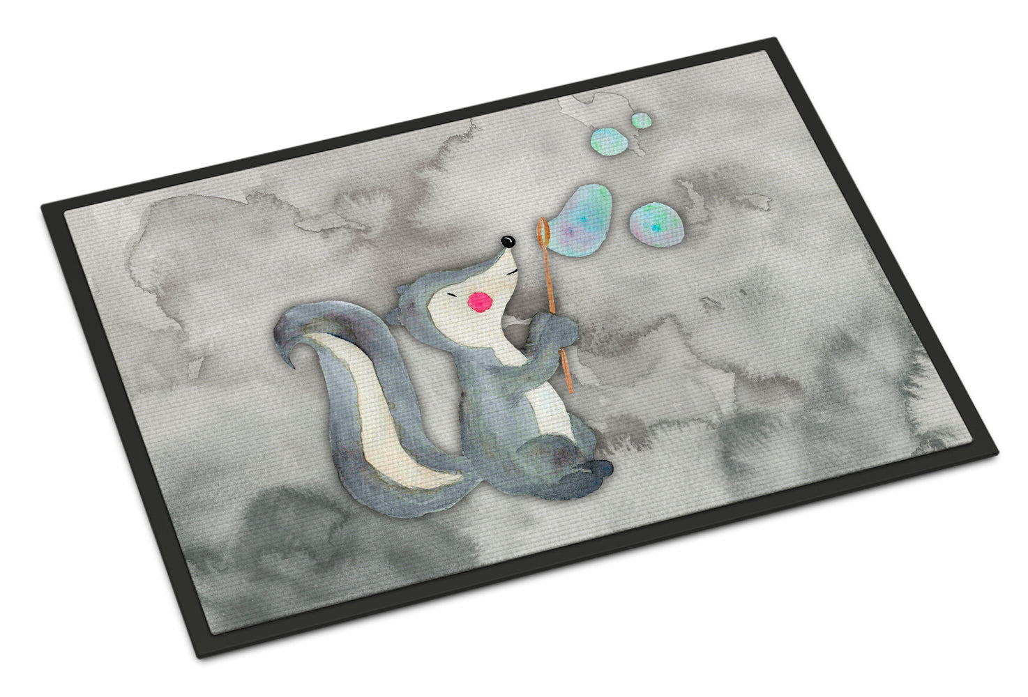 Skunk and Bubbles Watercolor Indoor or Outdoor Mat 18x27 BB7352MAT - the-store.com