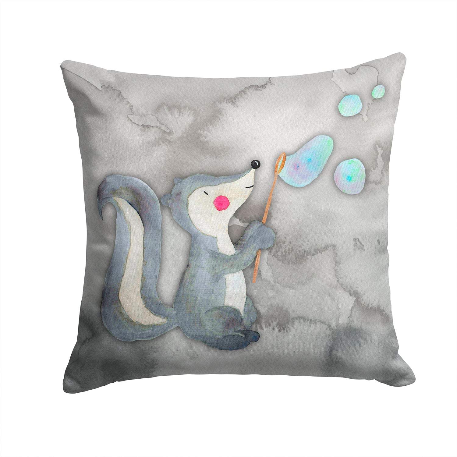 Skunk and Bubbles Watercolor Fabric Decorative Pillow BB7352PW1414 - the-store.com