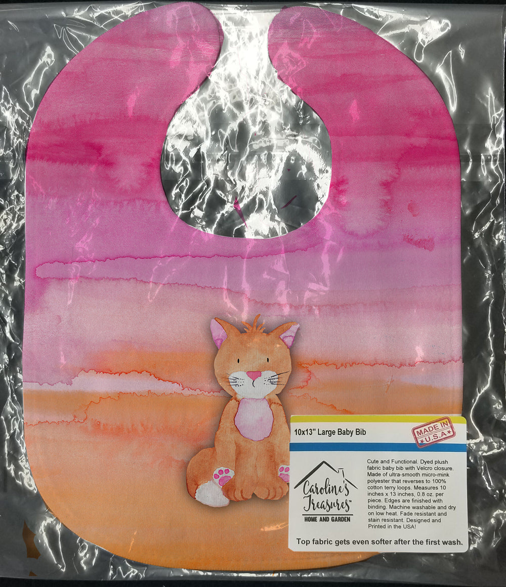 Orange Cat Watercolor Baby Bib BB7354BIB - the-store.com