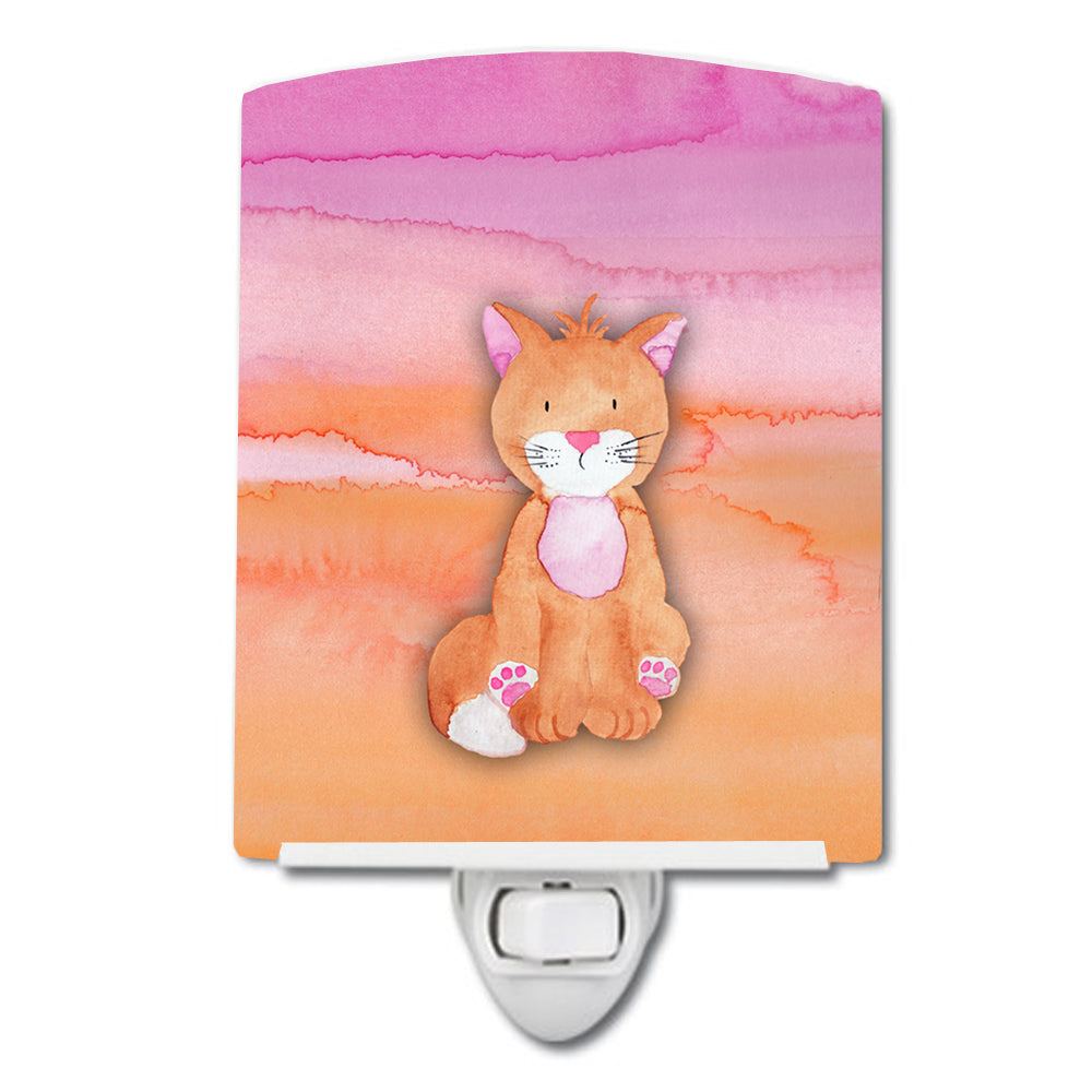 Orange Cat Watercolor Ceramic Night Light BB7354CNL - the-store.com