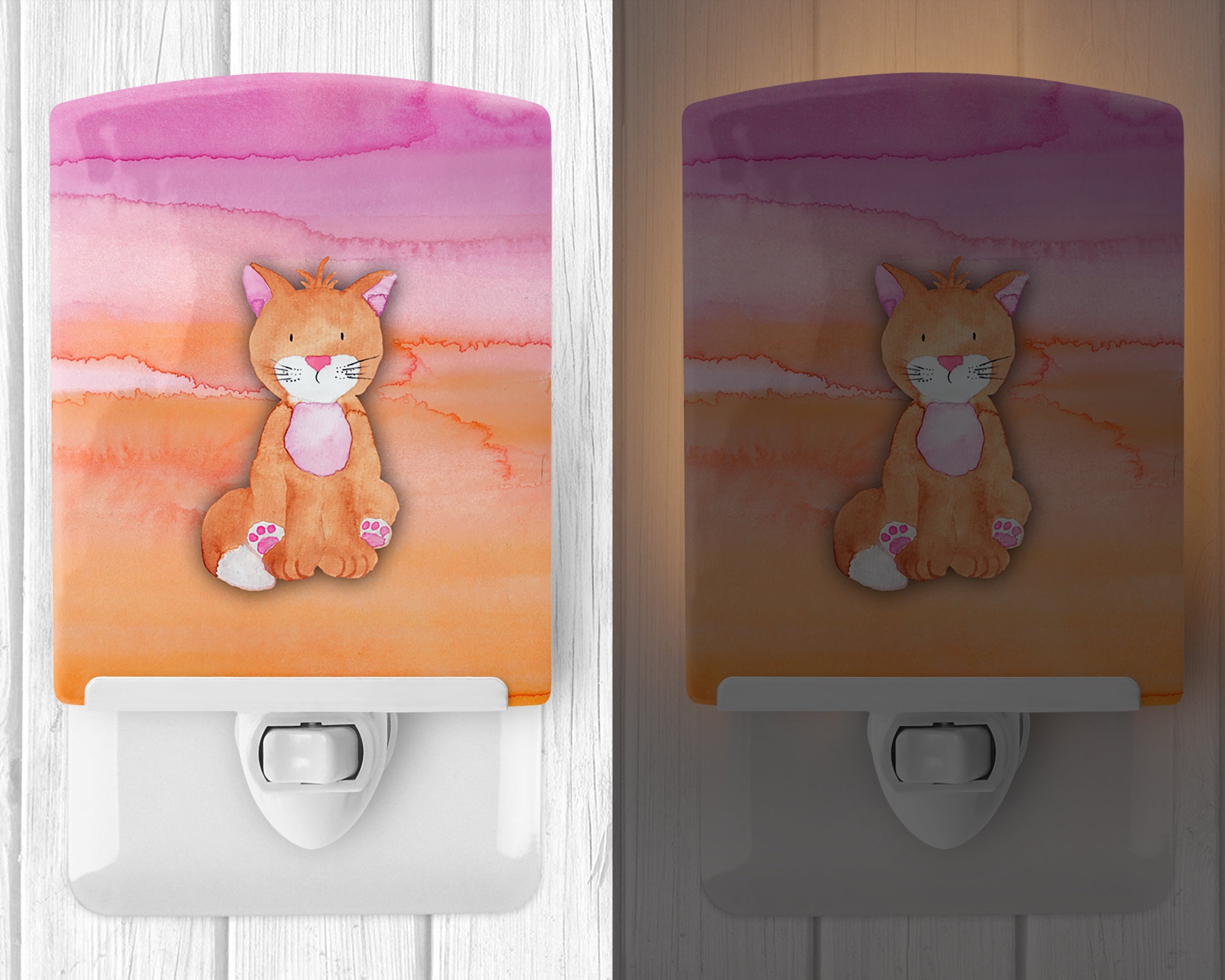 Orange Cat Watercolor Ceramic Night Light BB7354CNL - the-store.com