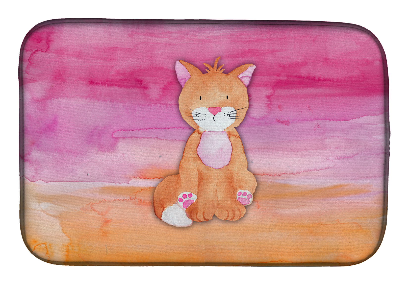 Orange Cat Watercolor Dish Drying Mat BB7354DDM  the-store.com.